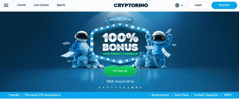 Cryptorino strona główna i wygląd