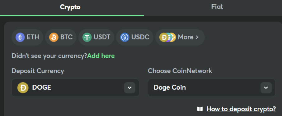 Wpłata kryptowalutą z własnego portfela